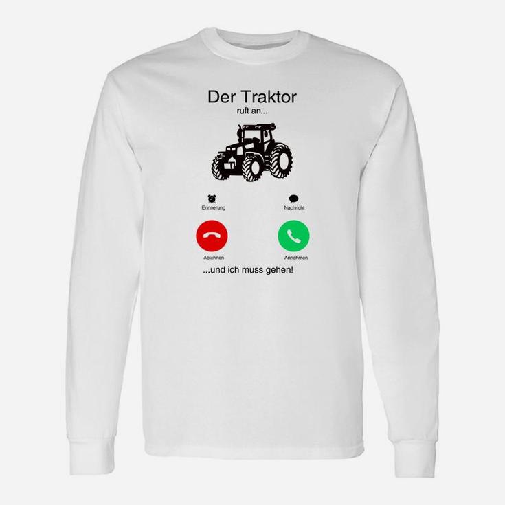 Traktor ruft lustiges Langarmshirts, Telefon-Witz für Landwirte