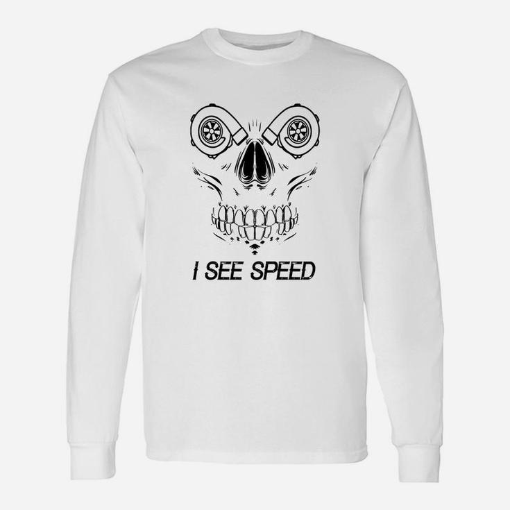 Twin Turbo Skull Face Drag Speed Racing Long Sleeve T-Shirt