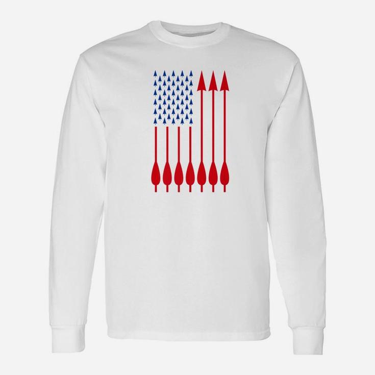 Us American Flag Archery Arrows Hunting Fathers Day Shirt Long Sleeve T-Shirt