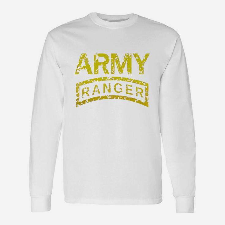 Us Army Ranger Tab Faded Grunge Distress Long Sleeve T-Shirt - Seseable