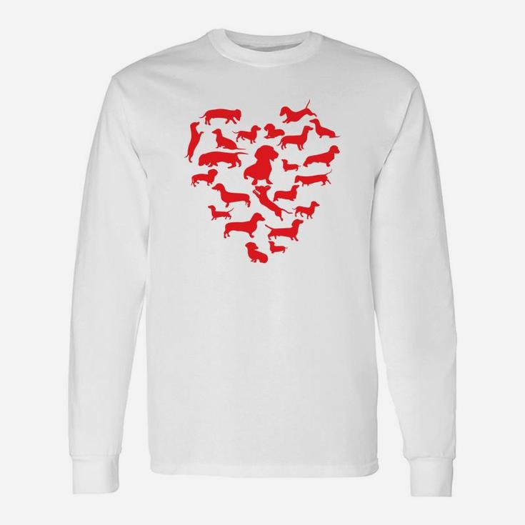 Valentines Day Dog Heart Dachshund Long Sleeve T-Shirt