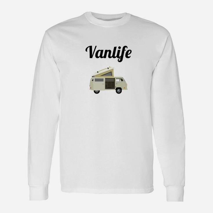 Vanlife Motiv Camper Langarmshirts Unisex, Weiß für Reisefans