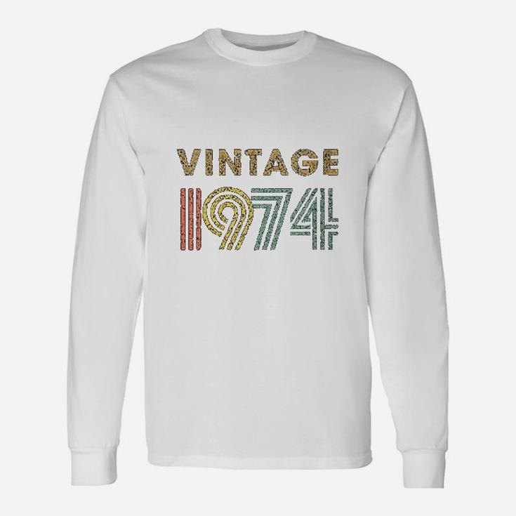 Vintage 1974 Born In 1974 Retro 48th Birthday Long Sleeve T-Shirt