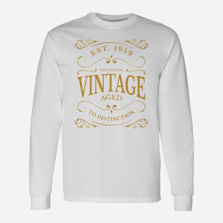 Vintage 60th Birthday Whiskey Wine Label Long Sleeve T-Shirt