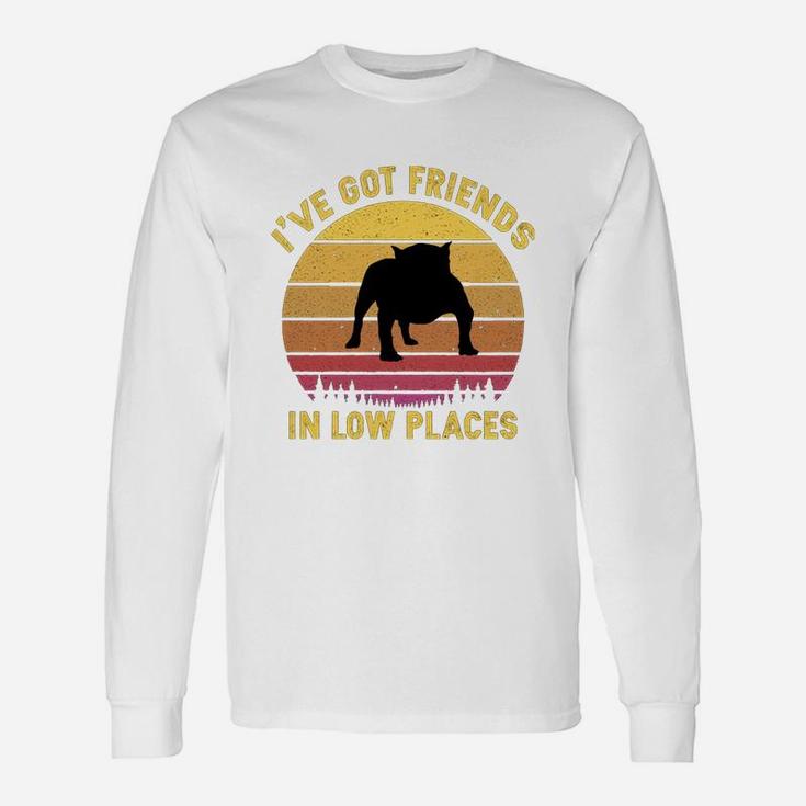 Vintage American Bully I Have Got Friends In Low Places Dog Lovers Long Sleeve T-Shirt