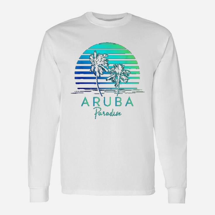 Vintage Aruba Beach Tropical Vibes Vacation Souvenir Long Sleeve T-Shirt