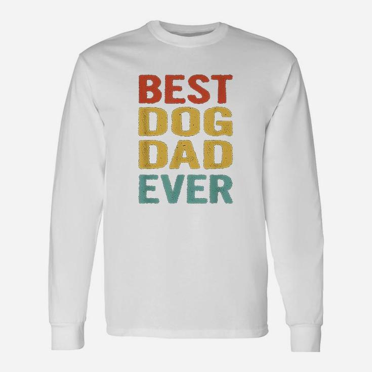 Vintage Best Dog Dad Ever Retro Bday For Dog Dad Long Sleeve T-Shirt
