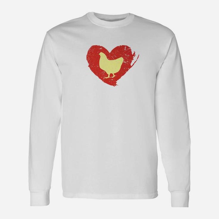 Vintage Chicken Farmer Hear For Animal Lovers Long Sleeve T-Shirt