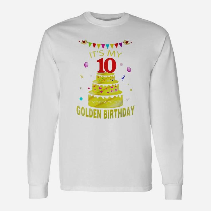 Vintage Golden Birthday Shirt It's My 10th Golden Birthday G Long Sleeve T-Shirt