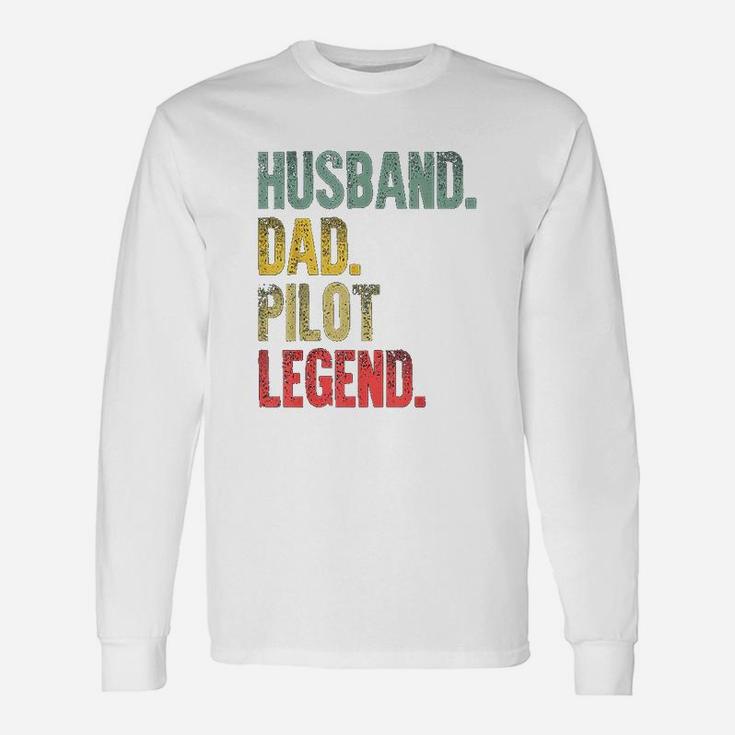 Vintage Husband Dad Pilot Legend Retro Long Sleeve T-Shirt