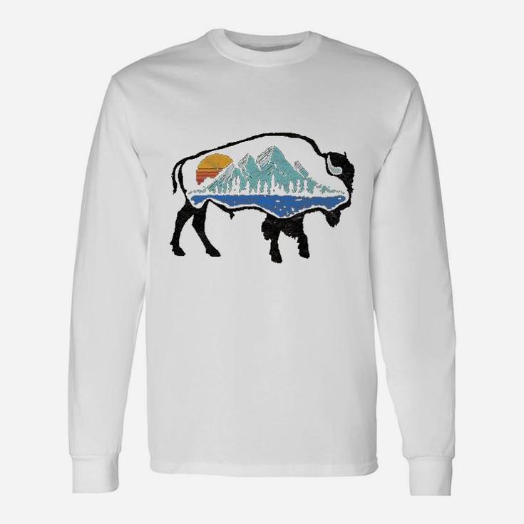 Vintage National Park Bison Landscape Buffalo Art Long Sleeve T-Shirt