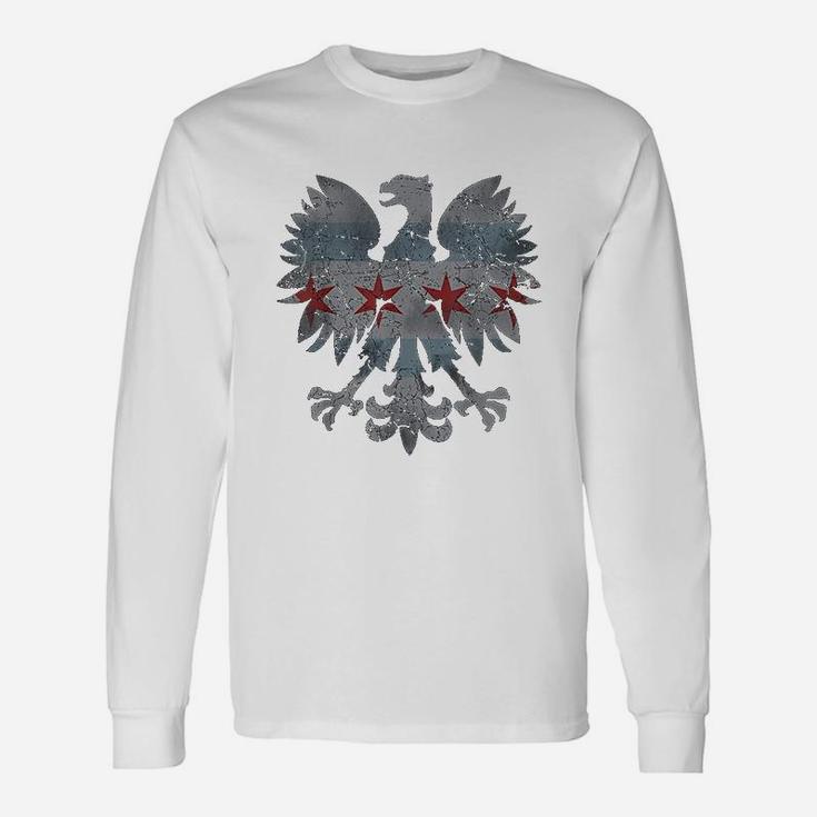 Vintage Polish Eagle Flag Of Chicago Heritage Long Sleeve T-Shirt