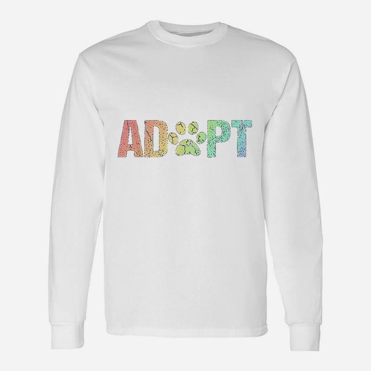 Vintage Rainbow Adopt A Dog Rescue Foster Adoption Month Long Sleeve T-Shirt