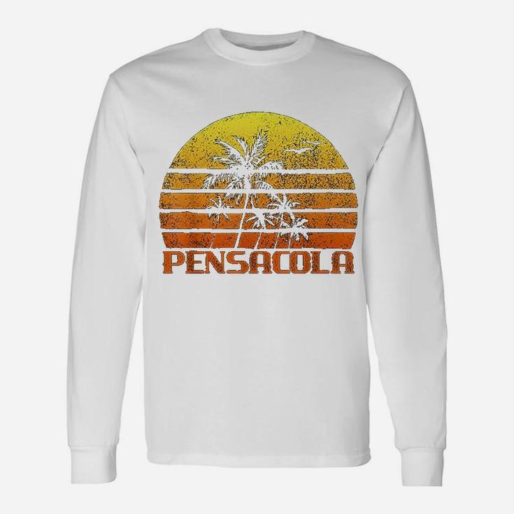 Vintage Retro Beach Vacation Pensacola Fl Sunset Long Sleeve T-Shirt