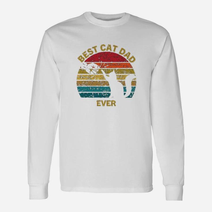 Vintage Retro Casual Best Cat Dad Ever Long Sleeve T-Shirt