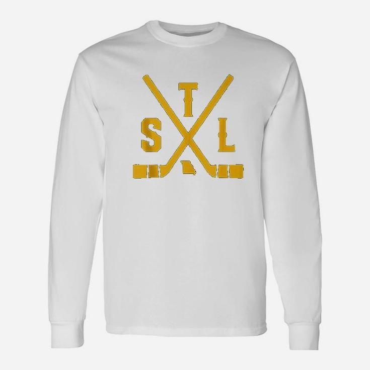Vintage St Louis Ice Hockey Sticks State Outline Long Sleeve T-Shirt