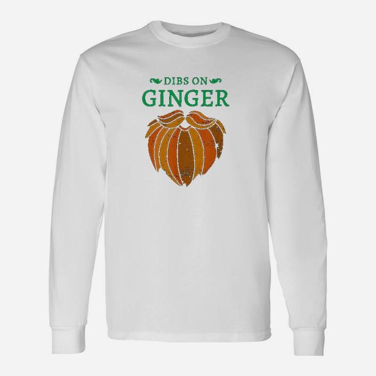 Vintage St Patricks Day Dibs On The Ginger Red Beard Irish Long Sleeve T-Shirt