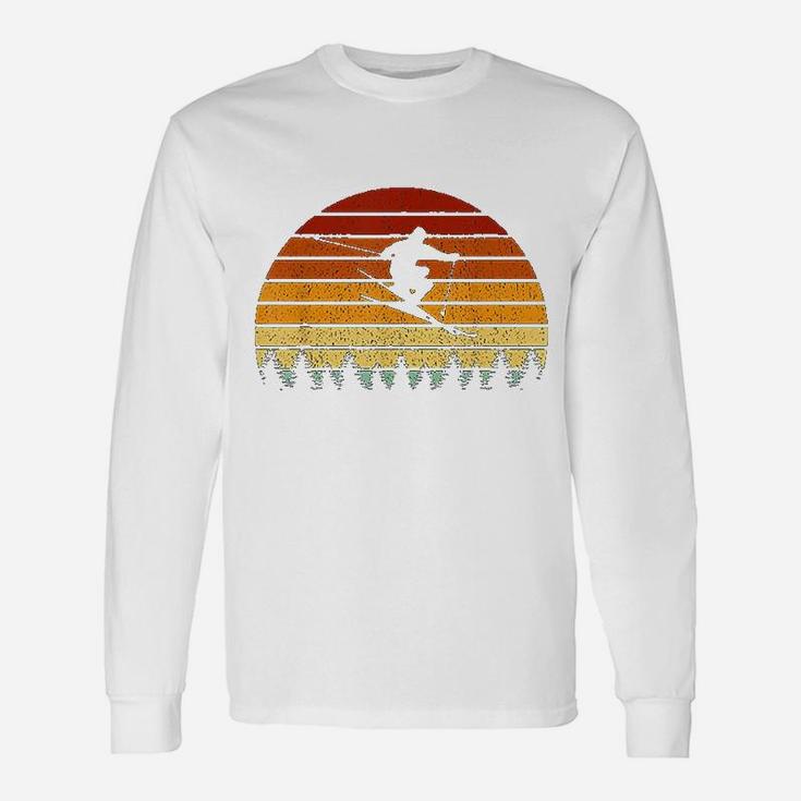 Vintage Sunset Skiing For Skiers Long Sleeve T-Shirt