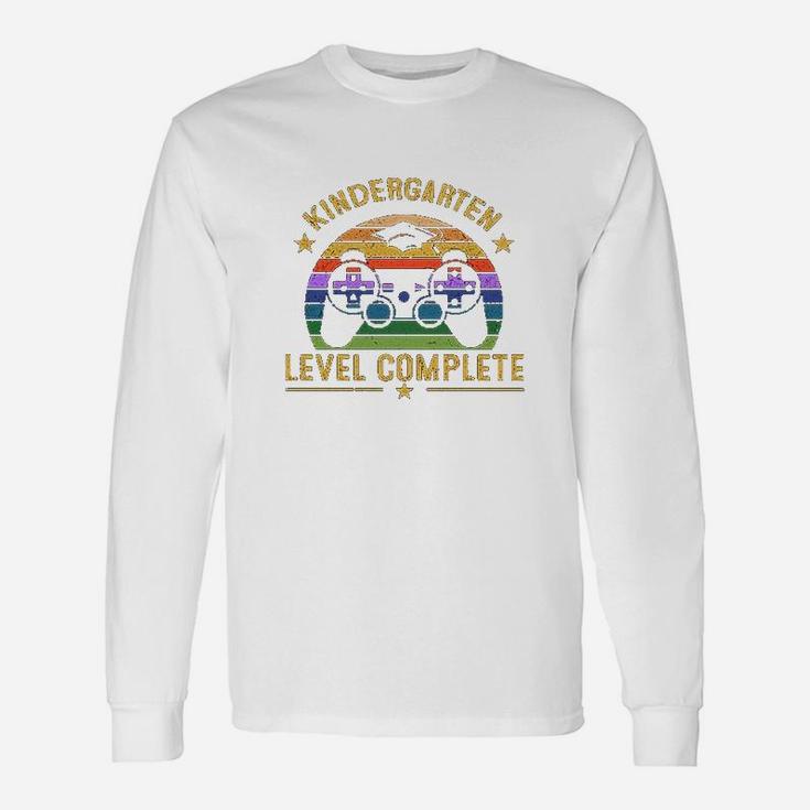 Vintage Video Gamer Kindergarten Level Complete Last Day Of School Long Sleeve T-Shirt