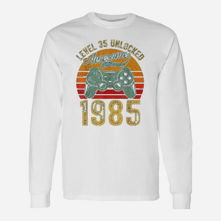 Vintage Video Gamers Level 35 Unlocked Awesome 1985 Long Sleeve T-Shirt
