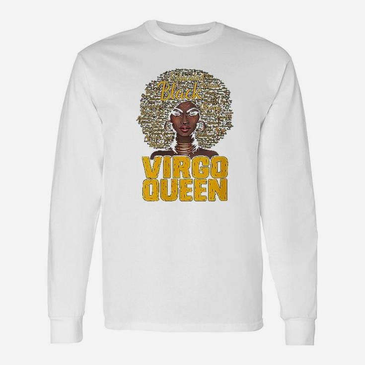 Virgo Queen Black Woman Afro Natural Hair African American Long Sleeve T-Shirt