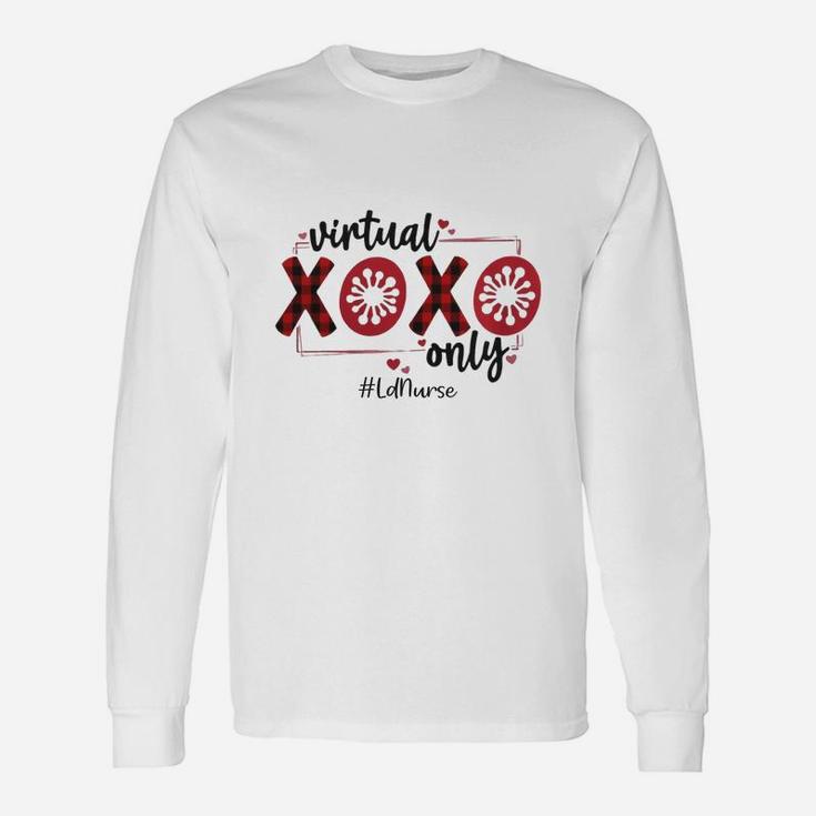 Vitual Xoxo Only Ld Nurse Red Buffalo Plaid Nursing Job Title Long Sleeve T-Shirt