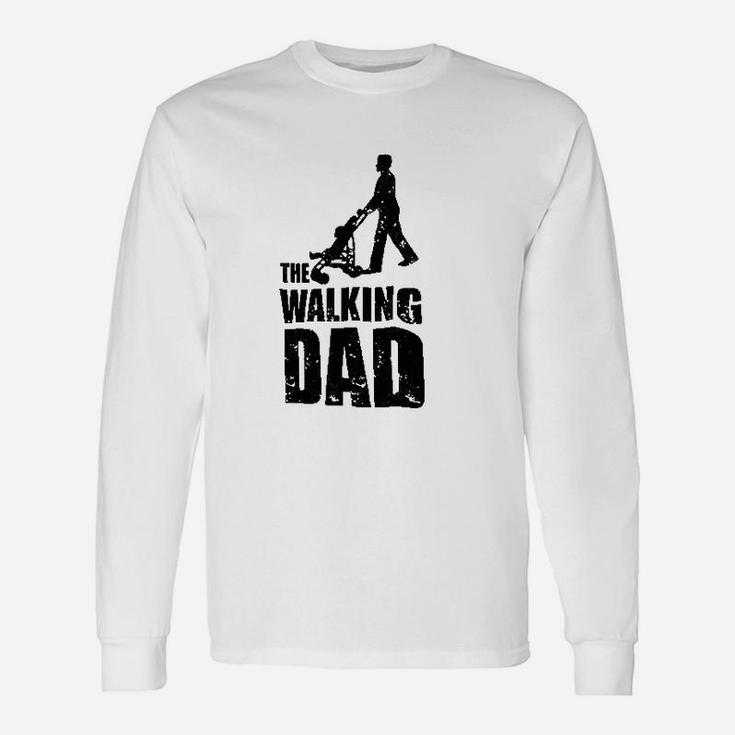 Walking Stroller Dad Silhouette Gym Crewneck Long Sleeve T-Shirt