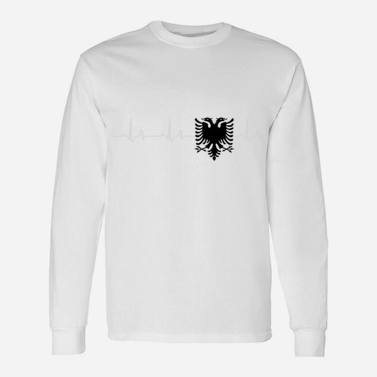 Weißes Herren Langarmshirts mit Schwarzem Adler-Design, Modisches Tee