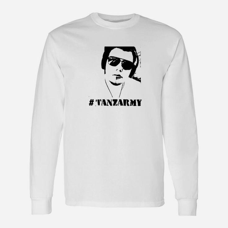 Weißes Unisex Langarmshirts mit Porträt-Print & #TANZARMY, Tanzfans Bekleidung