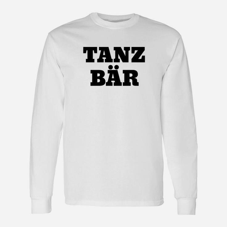 Weißes Unisex Langarmshirts mit Tanz Bär Aufdruck, Lässiges Design