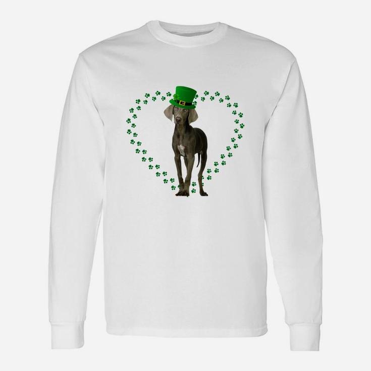 Weimaraner Heart Paw Leprechaun Hat Irish St Patricks Day For Dog Lovers Long Sleeve T-Shirt