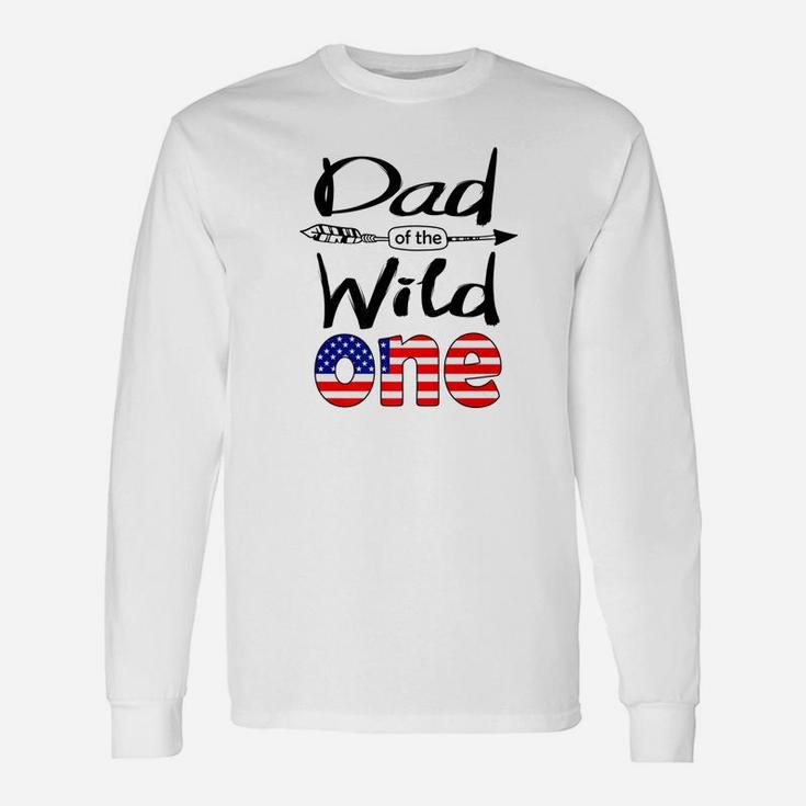 White American Dad Of The Wild One Birthday America Flag Premium Long Sleeve T-Shirt