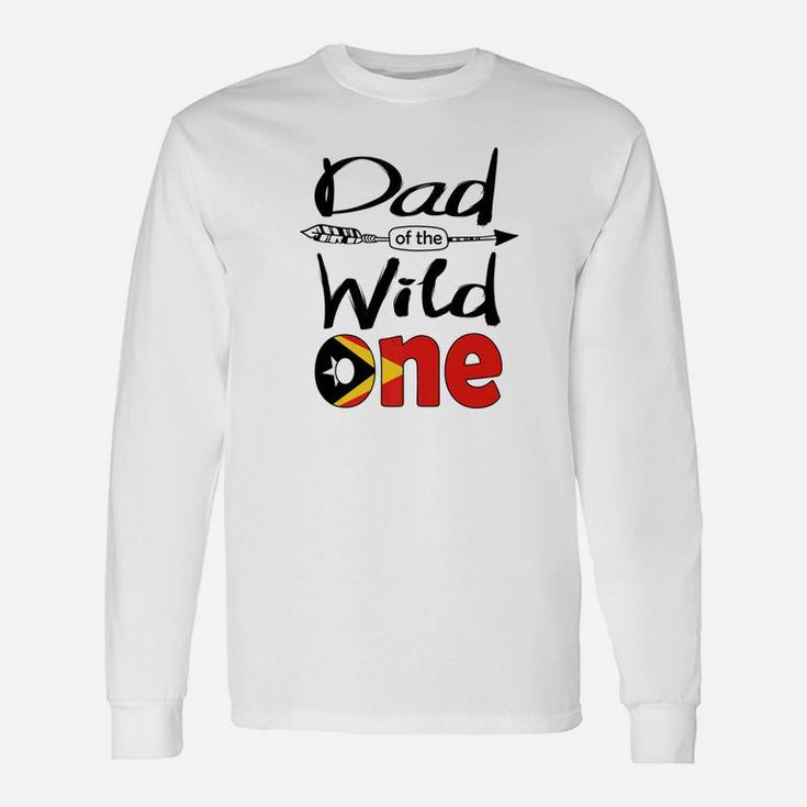 White Timorese Dad Of The Wild One Birthday Timorleste Flag Premium Long Sleeve T-Shirt