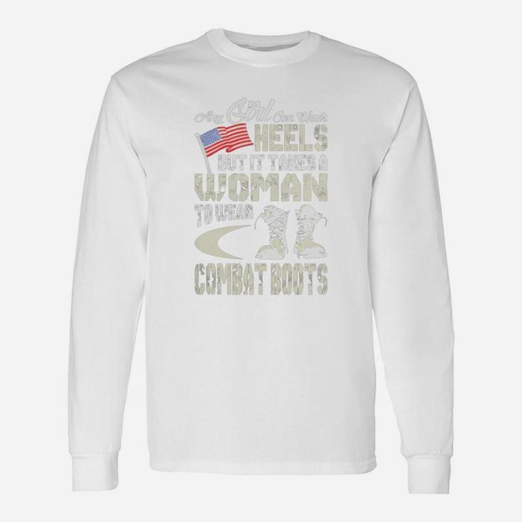 Woman To Wear Combat Boots Army Military Shirt Long Sleeve T-Shirt