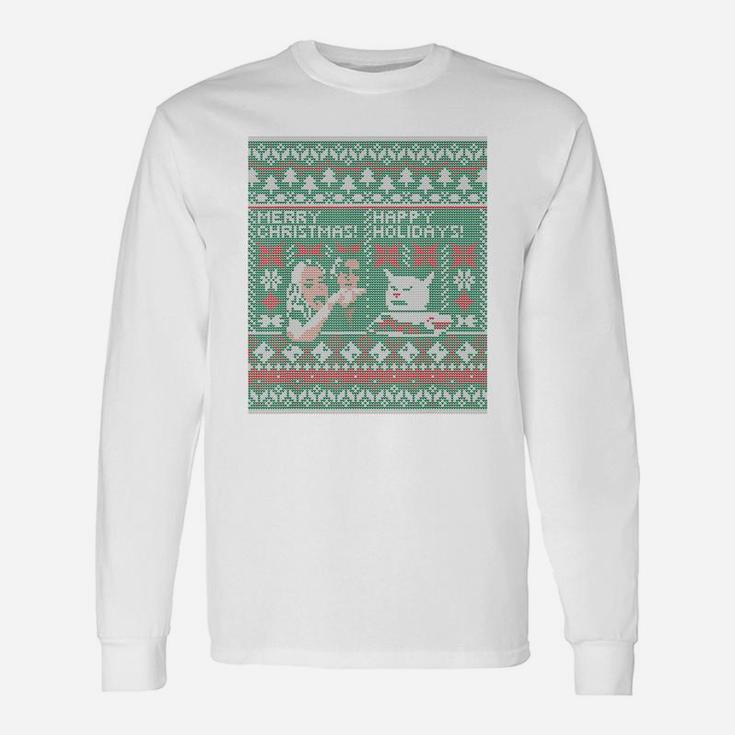 Woman Yelling At Cat Meme Ugly Christmas Sweater Style T-Shirt Woman Yelling At Cat Meme Ugly Christmas Sweater Style T-Shirt