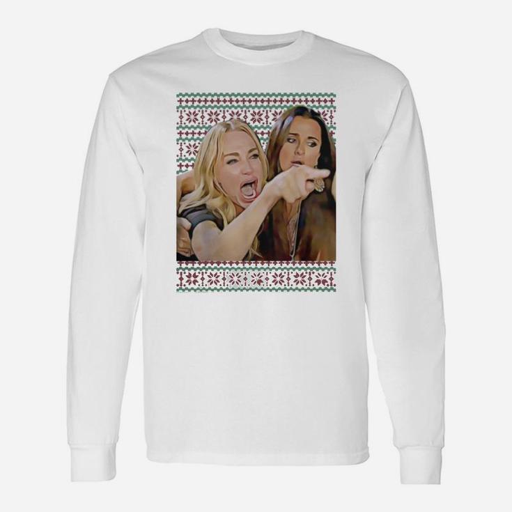 Woman Yelling At A Cat Ugly Christmas Sweater Meme Trending T-shirt Long Sleeve T-Shirt