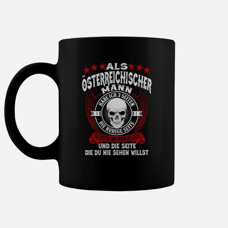 Österreichisches Stolz-Tassen, Totenkopf-Design mit Spruch