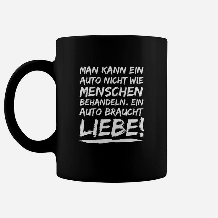 Schwarzes Tassen für Auto-Liebhaber mit Spruch, Fahrzeug Enthusiast Design