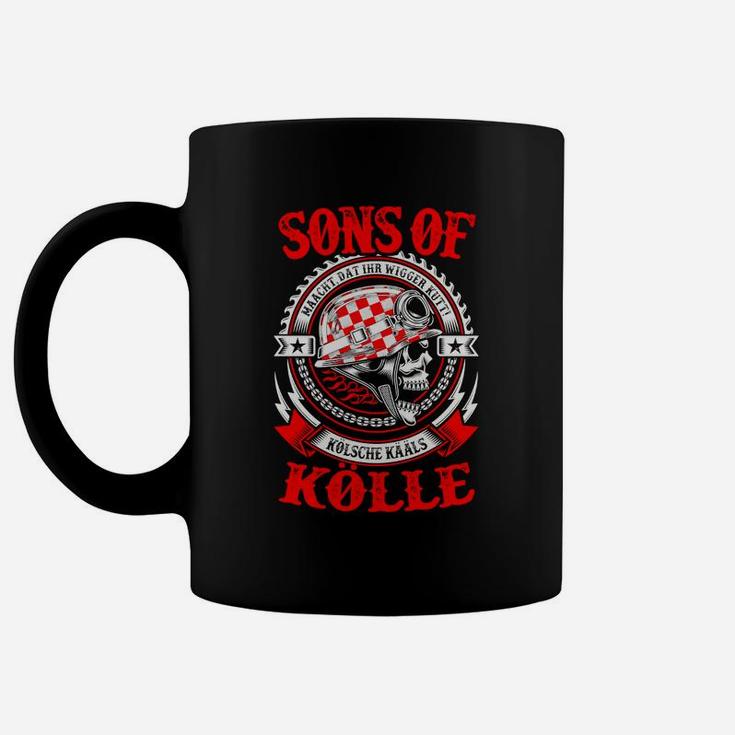 Schwarzes Tassen Sons of Köln mit Totenkopf-Design, Biker-Stil