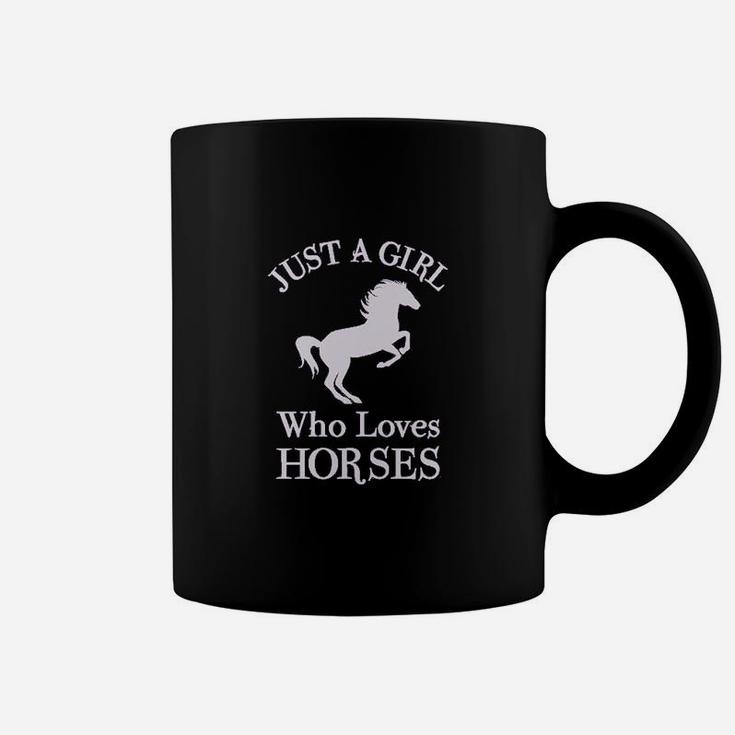 A Girl Who Loves Horses Horse Lover Gift Girls Fitted Kids Coffee Mug