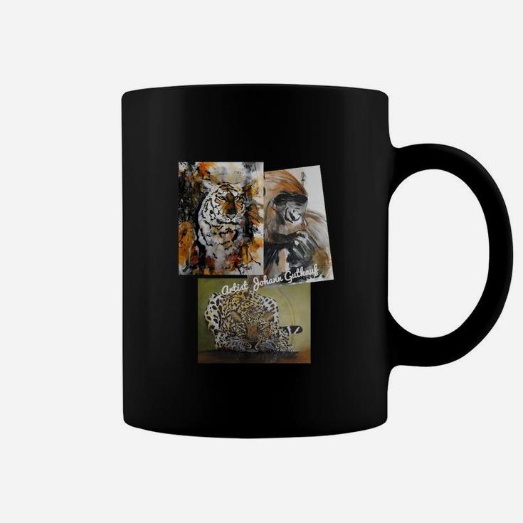 Abstrakte Tiermotive Herren Tassen in Collagendruck, Künstlerisches Design Tee