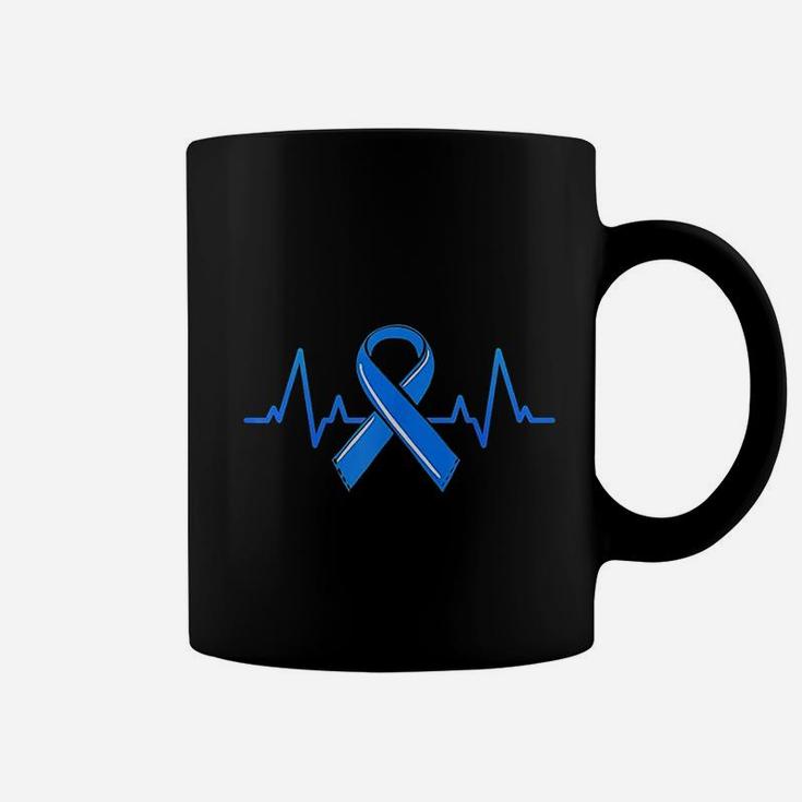 Als Heartbeat Family Blue Ribbon Awareness Warrior Gift Coffee Mug