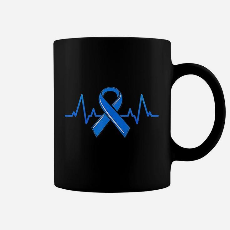 Als Heartbeat Family Blue Ribbon Awareness Warrior Gift Coffee Mug