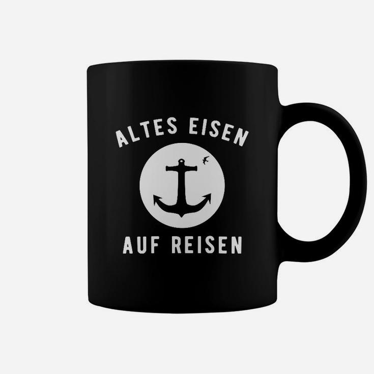 Altes Eisen auf Reisen Schwarzes Tassen mit Anker-Design