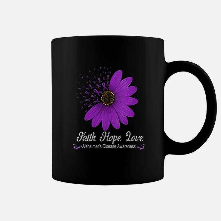 Alzheimer's Disease Awareness Faith Hope Love Purple Ribbon Coffee Mug
