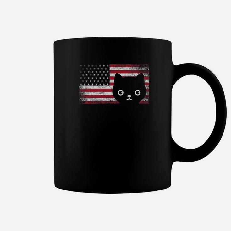 American Flag Cat Lover Meowica July 4th Usa Fur Mom Dad Premium Coffee Mug