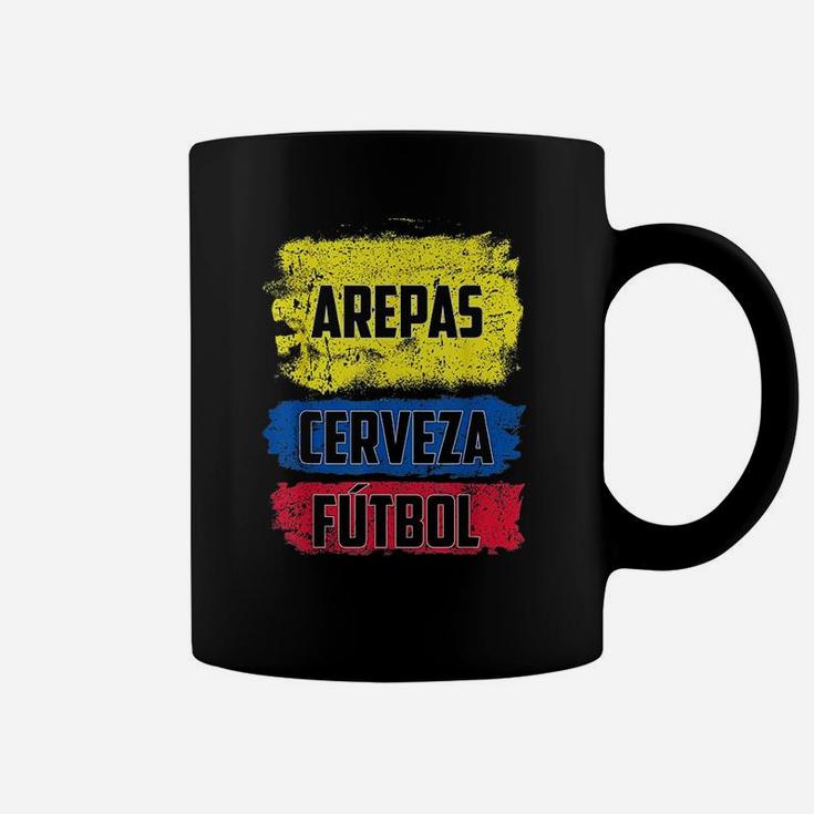 Arepas Cerveza Futbol Colombian Flag Distress Colombia Flag Coffee Mug
