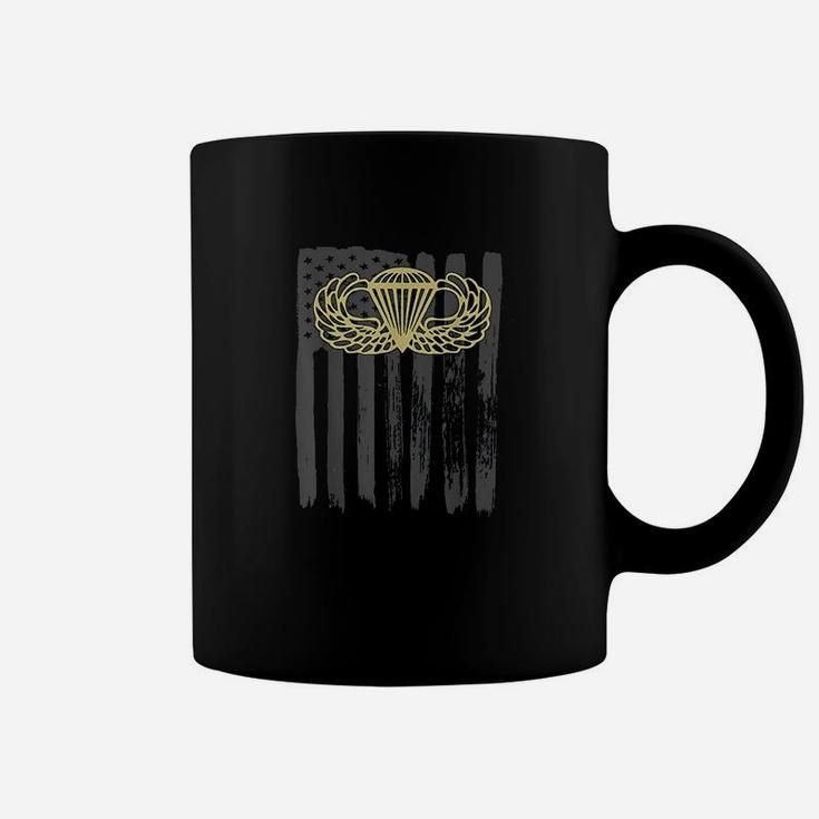 Army Parachute Wings Badge And Us Flag Airborne Coffee Mug - Seseable