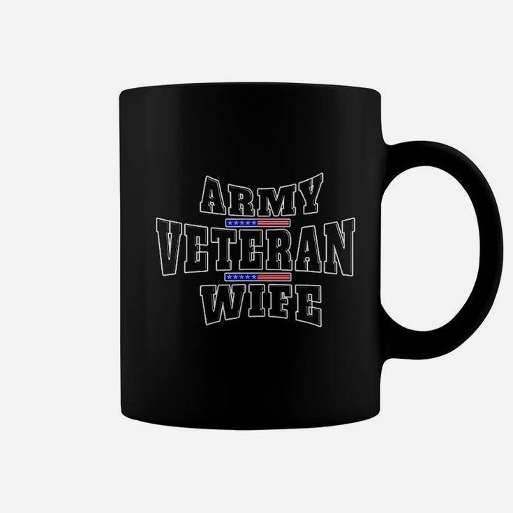 Army Veteran Proud Wife American Flag Pride Coffee Mug