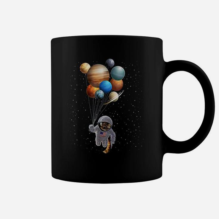 Astronaut Cat In Space Holding Planet Balloon Coffee Mug